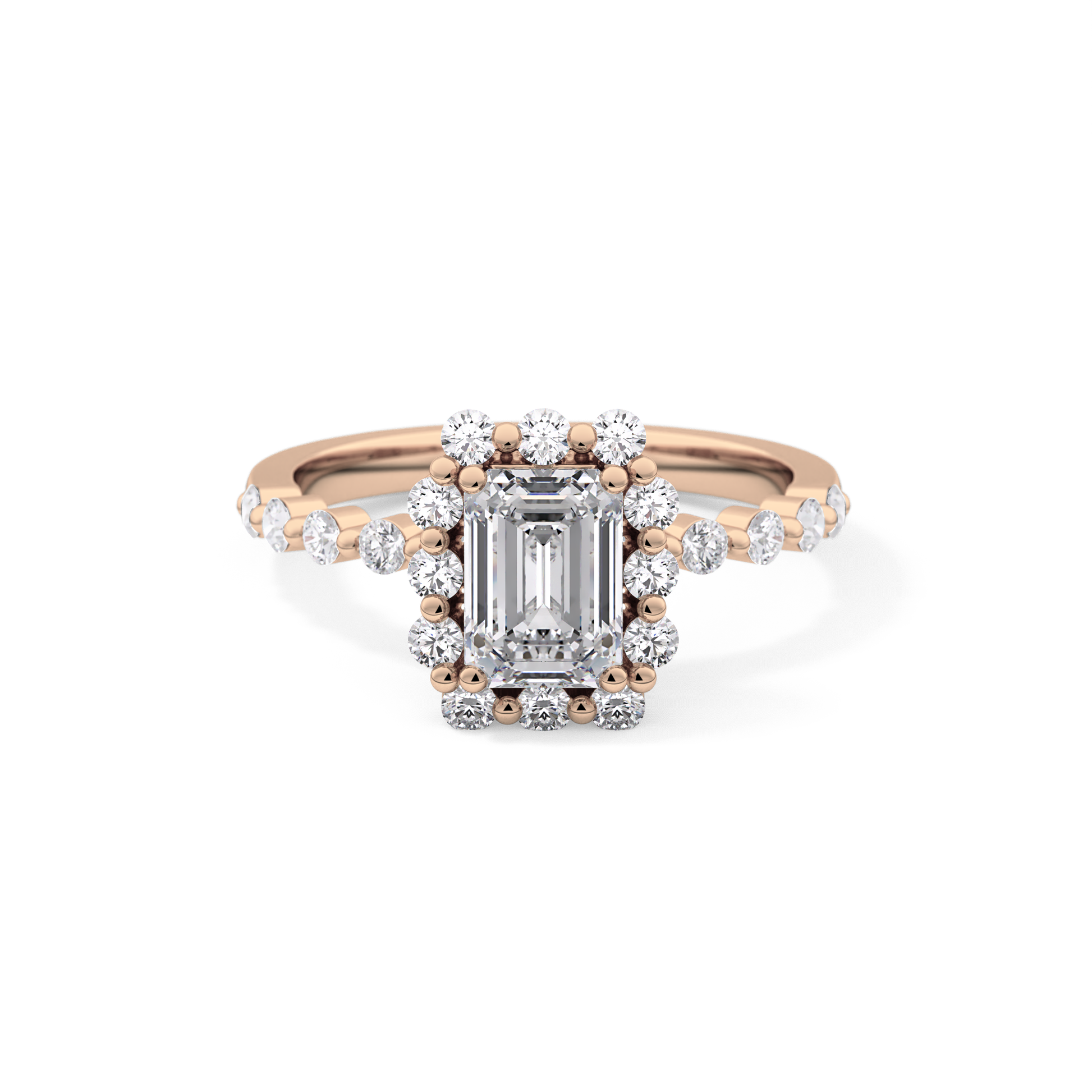 Emerald Halo & Pave Lab Grown Diamond Engagement Ring