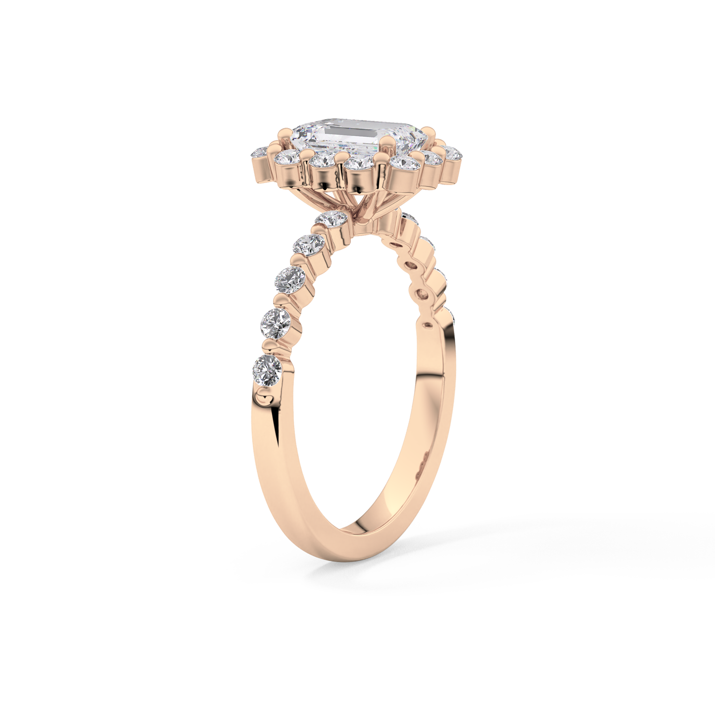 Emerald Halo & Pave Lab Grown Diamond Engagement Ring