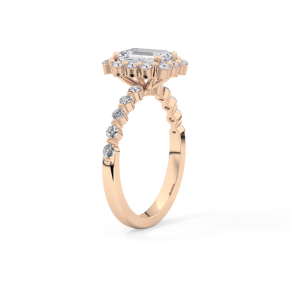 Emerald Halo & Pave Lab Grown Diamond Engagement Ring