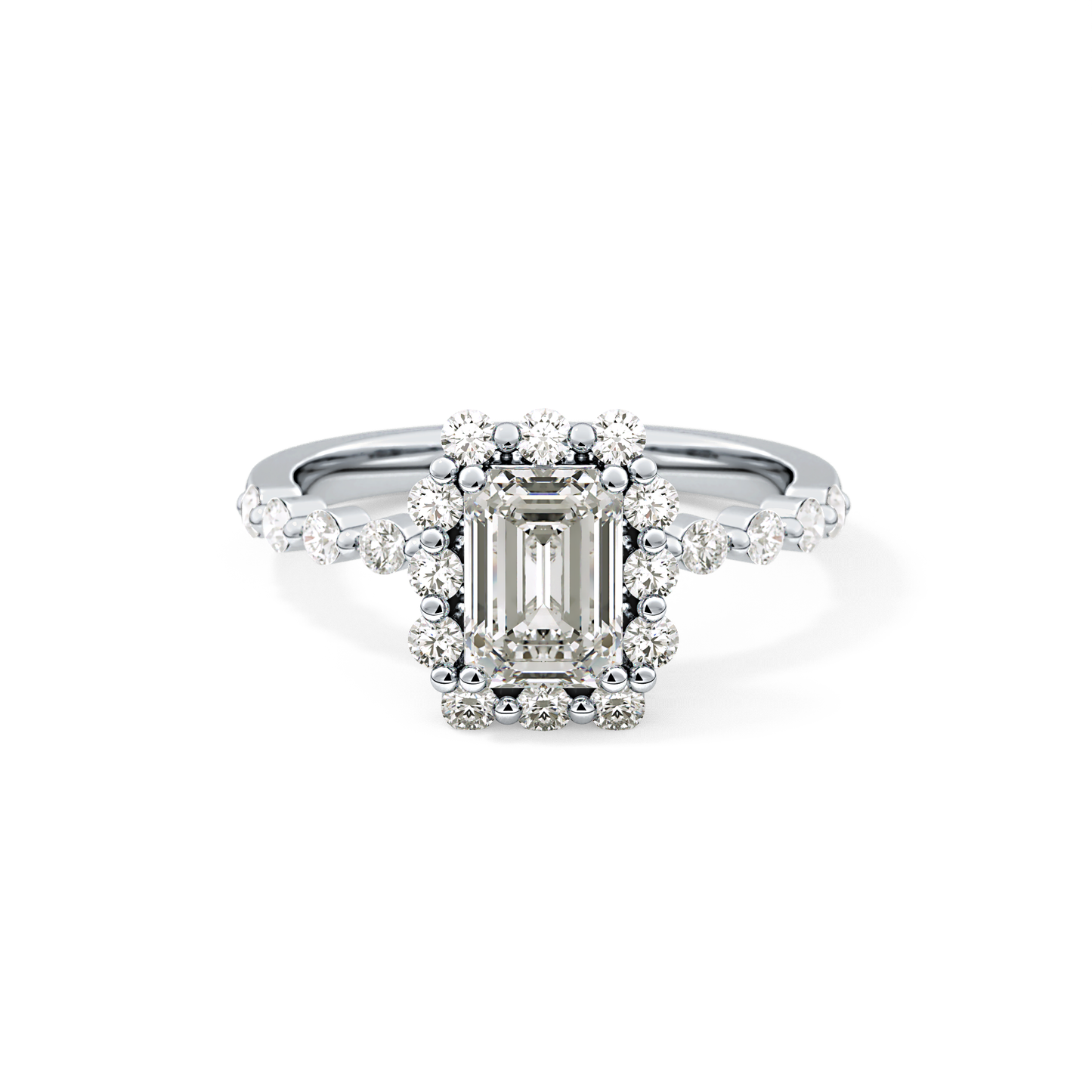 Emerald Halo & Pave Lab Grown Diamond Engagement Ring