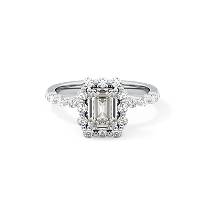 Emerald Halo & Pave Lab Grown Diamond Engagement Ring