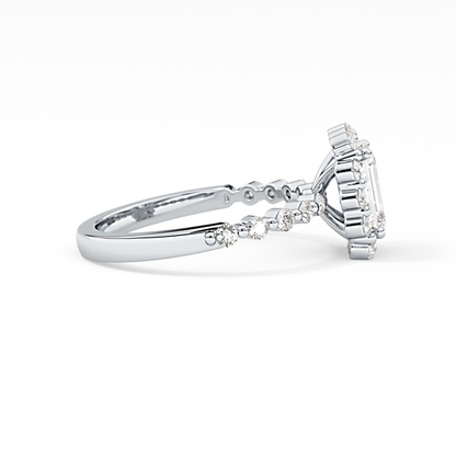 Emerald Halo & Pave Lab Grown Diamond Engagement Ring