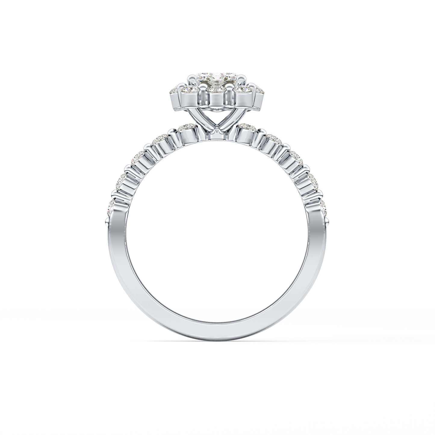Emerald Halo & Pave Lab Grown Diamond Engagement Ring