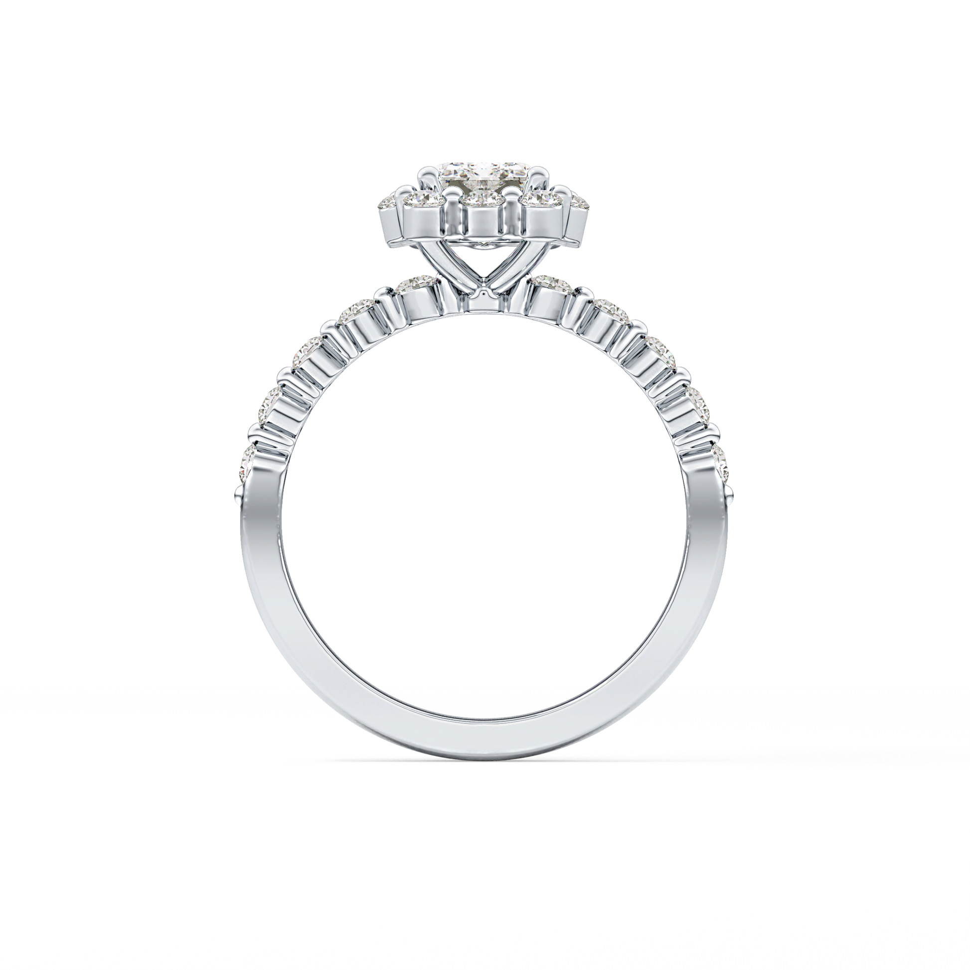 Emerald Halo & Pave Lab Grown Diamond Engagement Ring