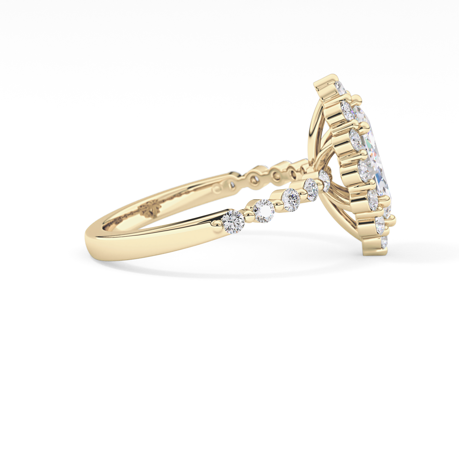 Marquise Halo & Pave Lab Grown Diamond Engagement Ring