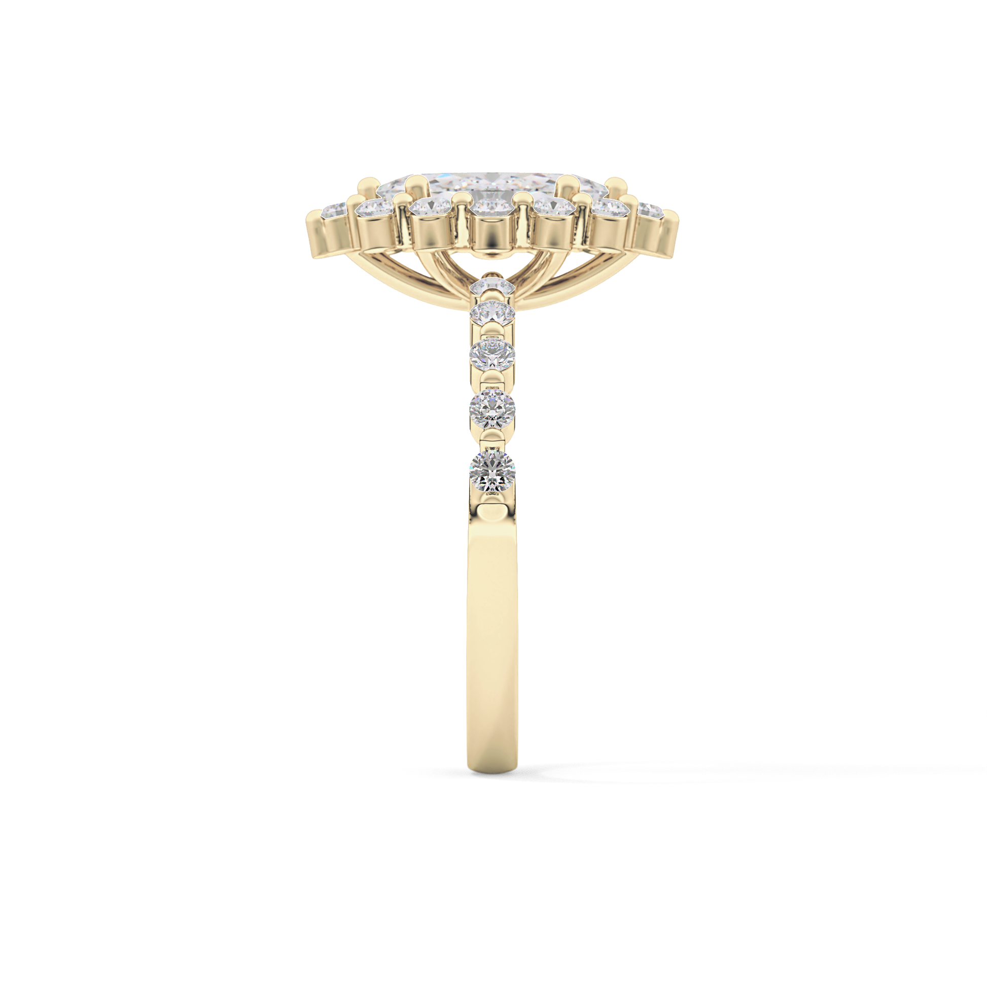 Marquise Halo & Pave Lab Grown Diamond Engagement Ring