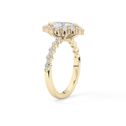 Marquise Halo & Pave Lab Grown Diamond Engagement Ring