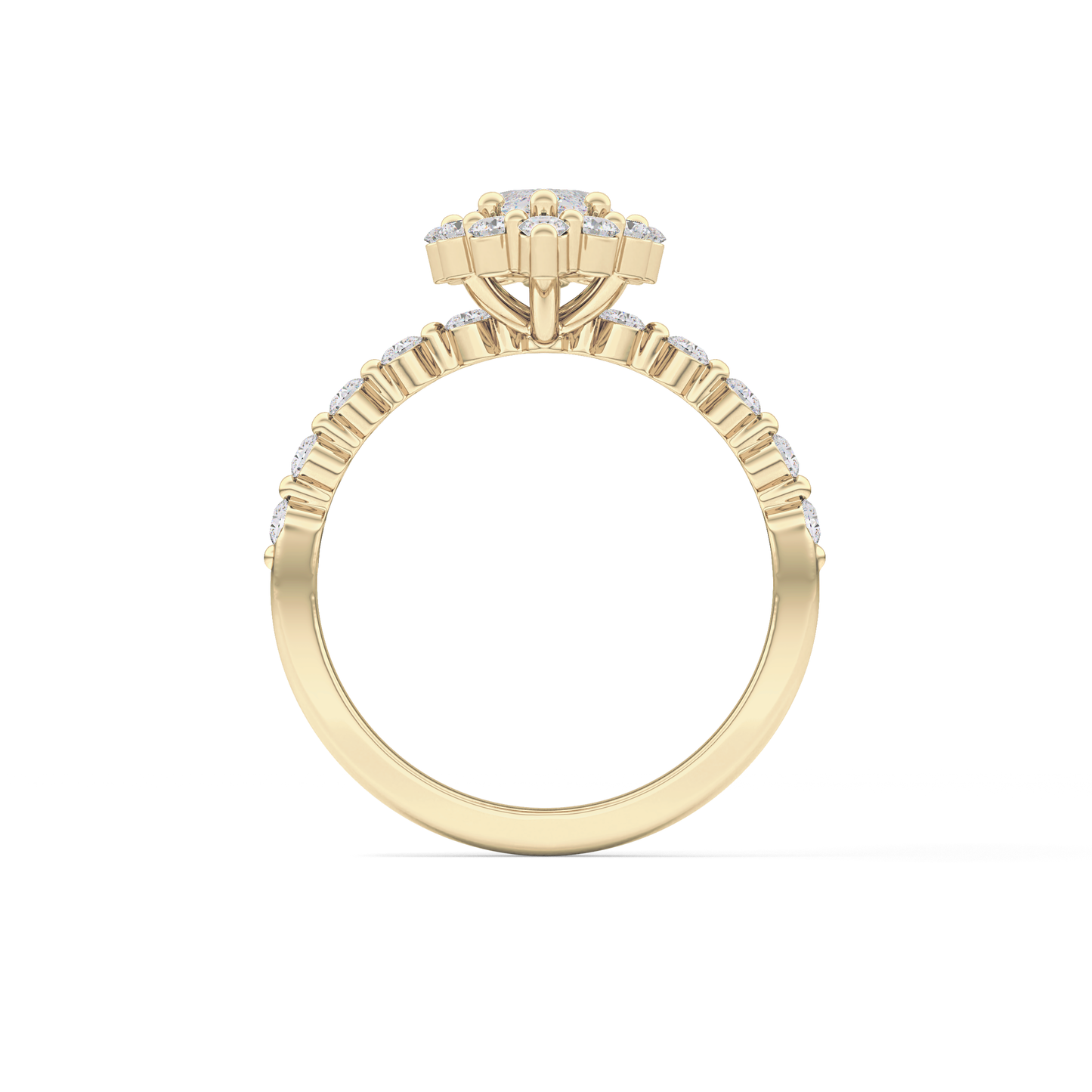 Marquise Halo & Pave Lab Grown Diamond Engagement Ring