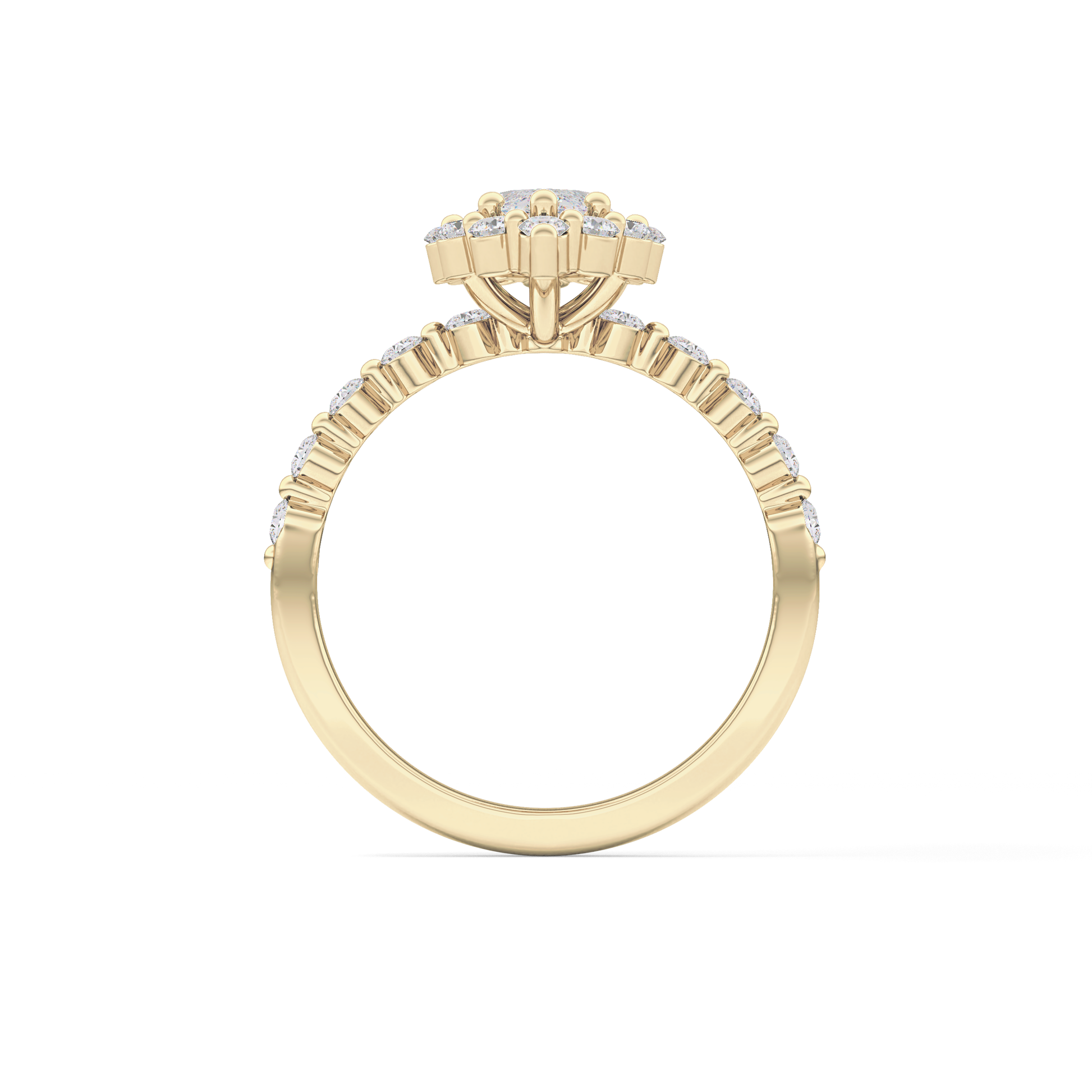 Marquise Halo & Pave Lab Grown Diamond Engagement Ring