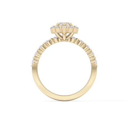 Marquise Halo & Pave Lab Grown Diamond Engagement Ring