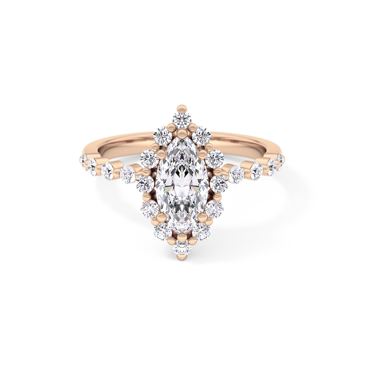 Marquise Halo & Pave Lab Grown Diamond Engagement Ring