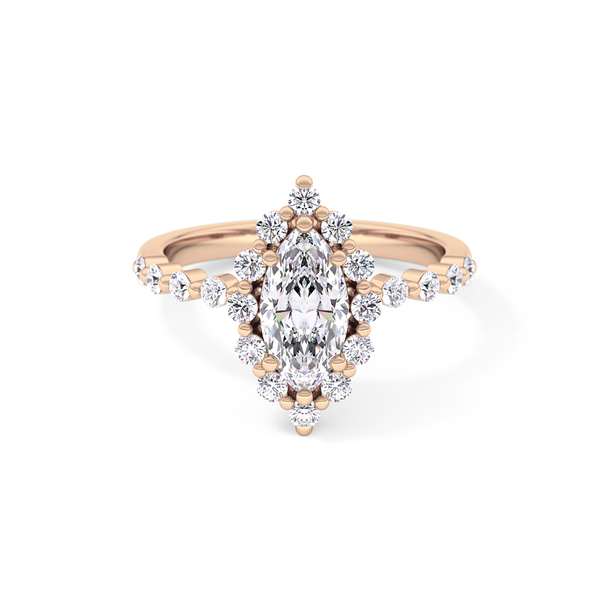 Marquise Halo & Pave Lab Grown Diamond Engagement Ring