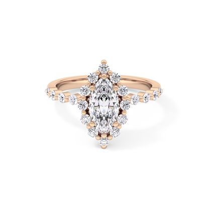 Marquise Halo & Pave Lab Grown Diamond Engagement Ring