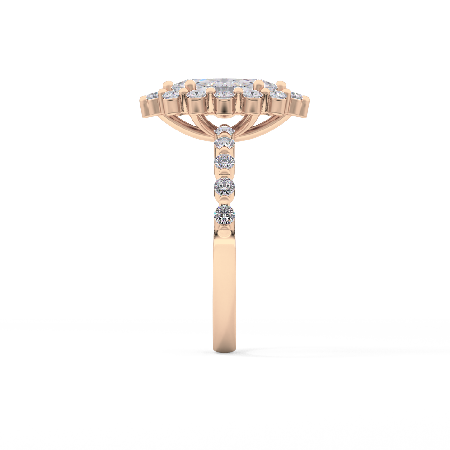 Marquise Halo & Pave Lab Grown Diamond Engagement Ring