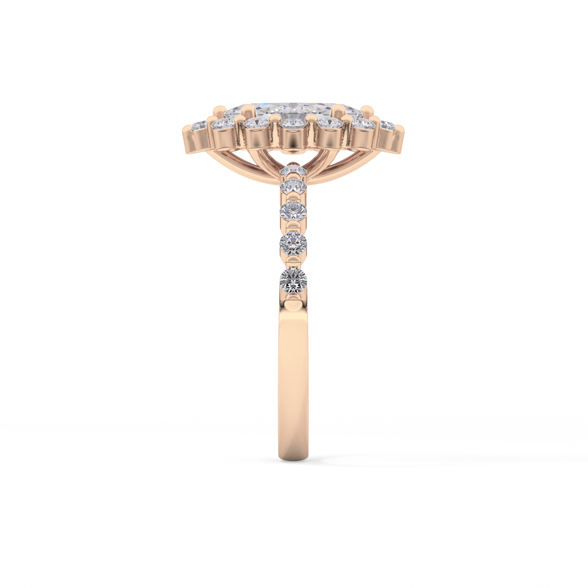 Marquise Halo & Pave Lab Grown Diamond Engagement Ring