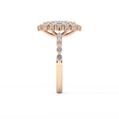 Marquise Halo & Pave Lab Grown Diamond Engagement Ring