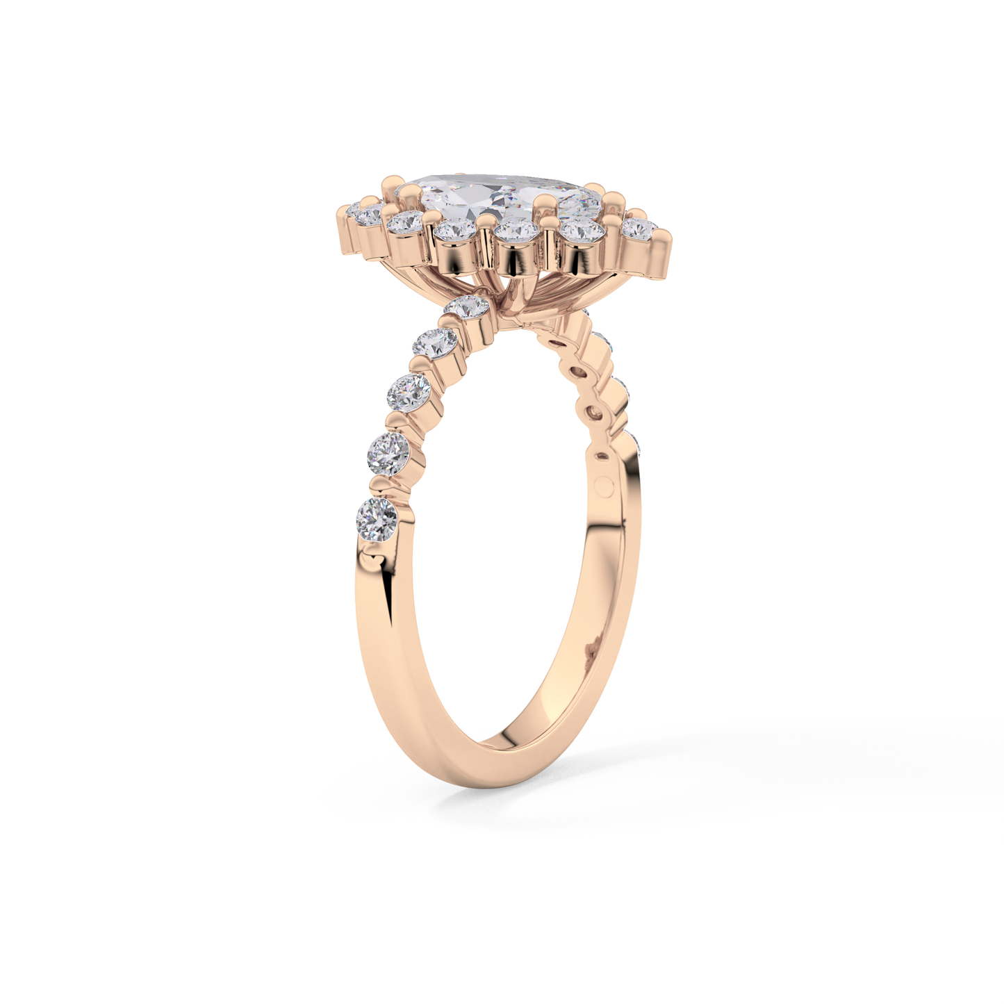 Marquise Halo & Pave Lab Grown Diamond Engagement Ring
