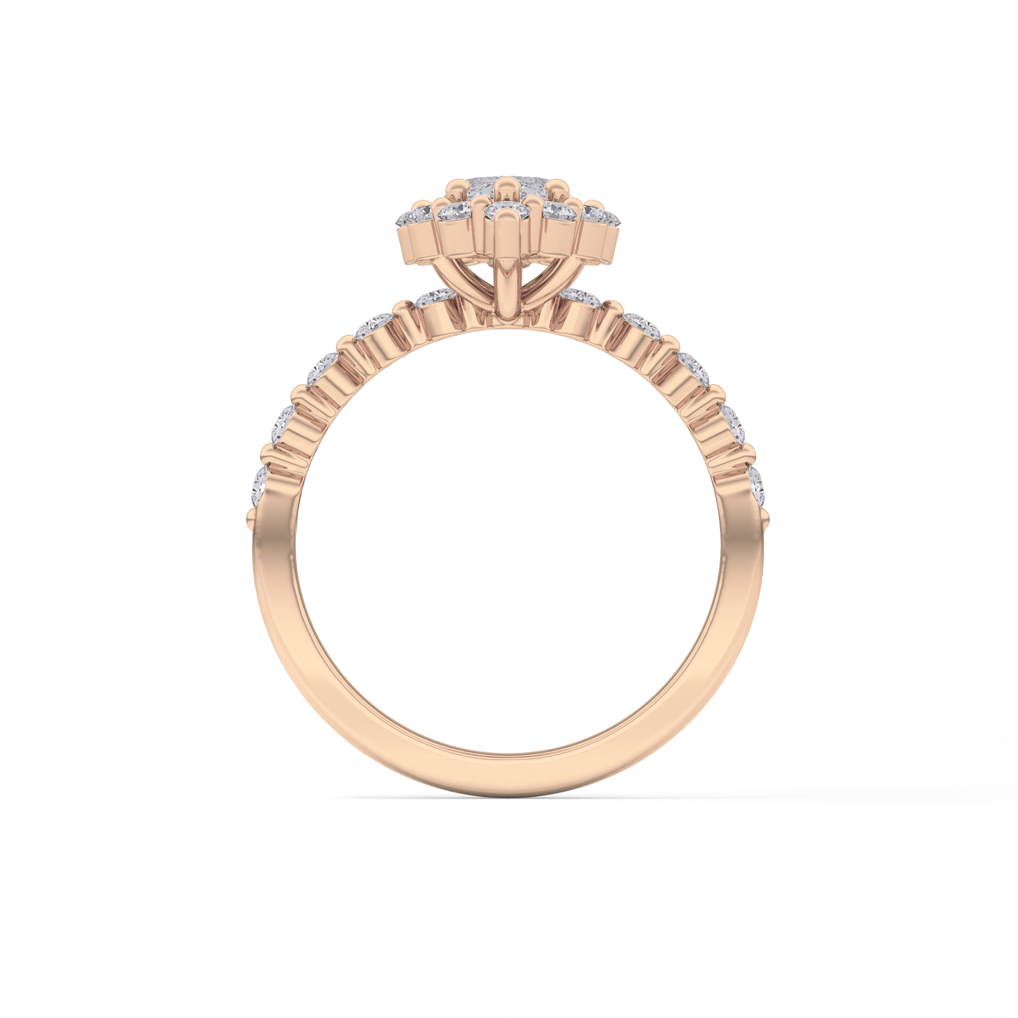 Marquise Halo & Pave Lab Grown Diamond Engagement Ring