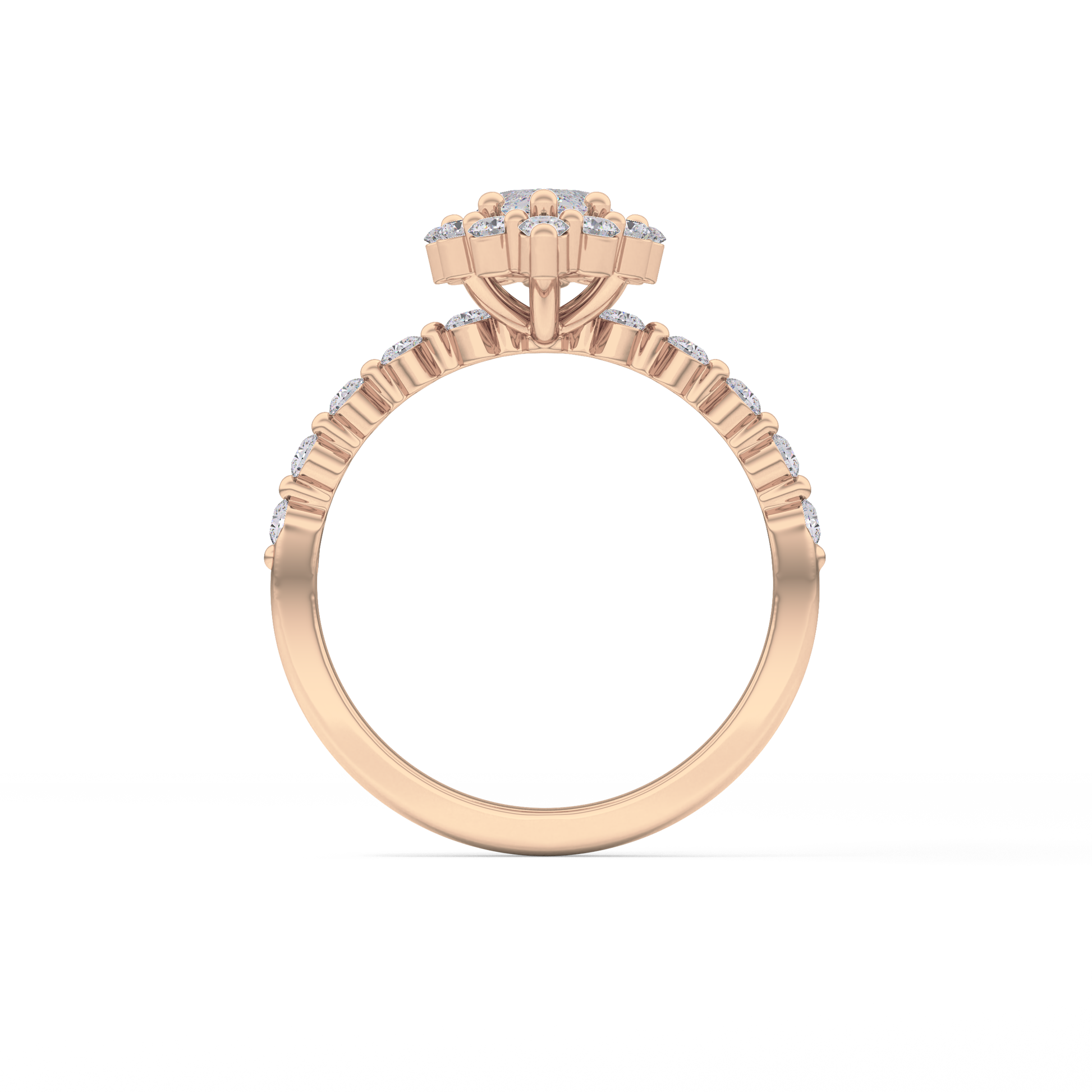 Marquise Halo & Pave Lab Grown Diamond Engagement Ring