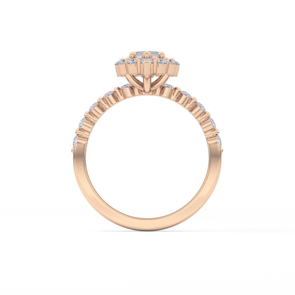 Marquise Halo & Pave Lab Grown Diamond Engagement Ring