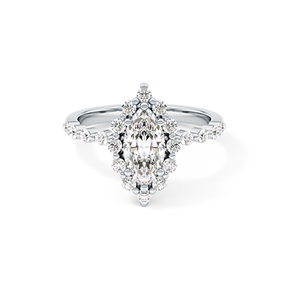 Marquise Halo & Pave Lab Grown Diamond Engagement Ring