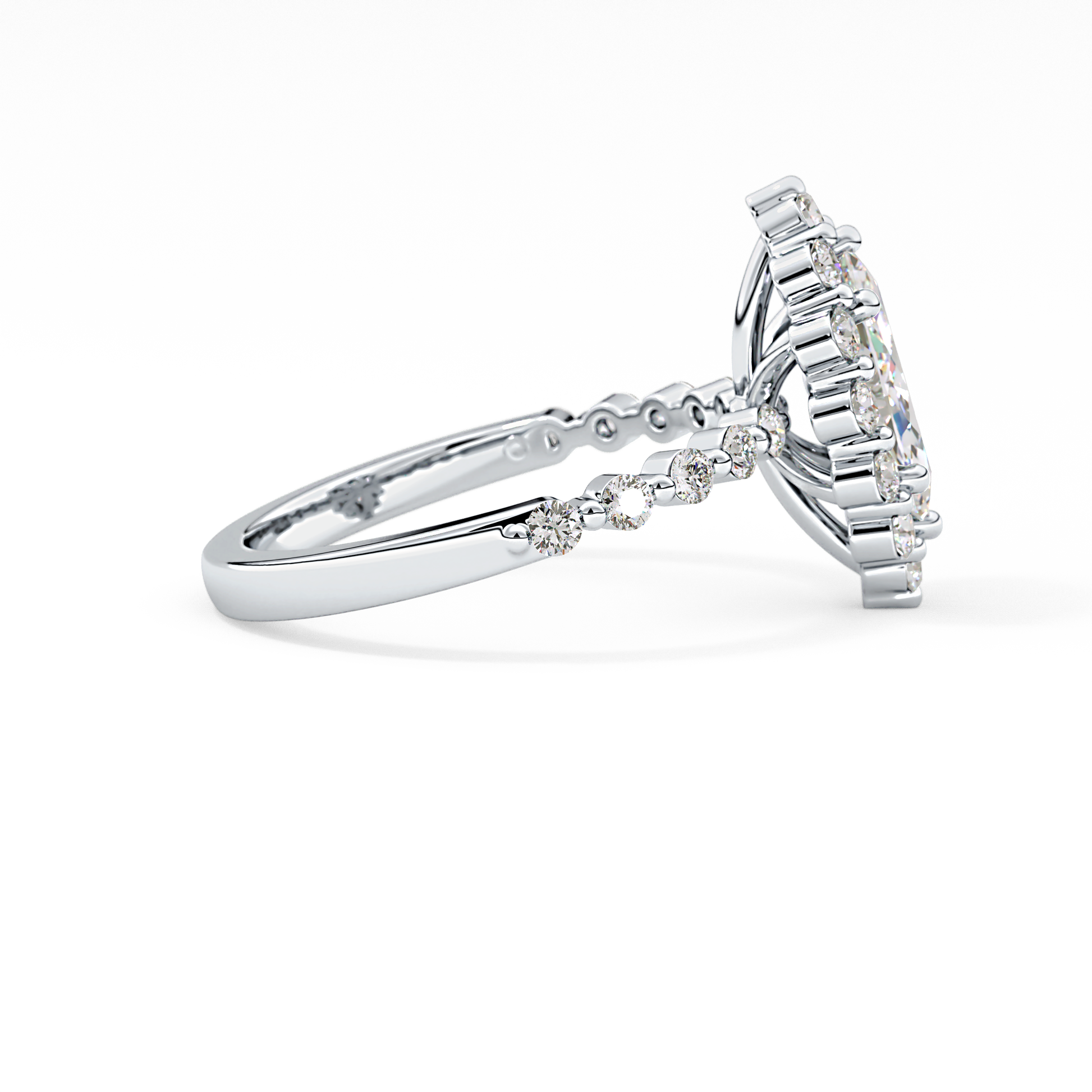 Marquise Halo & Pave Lab Grown Diamond Engagement Ring