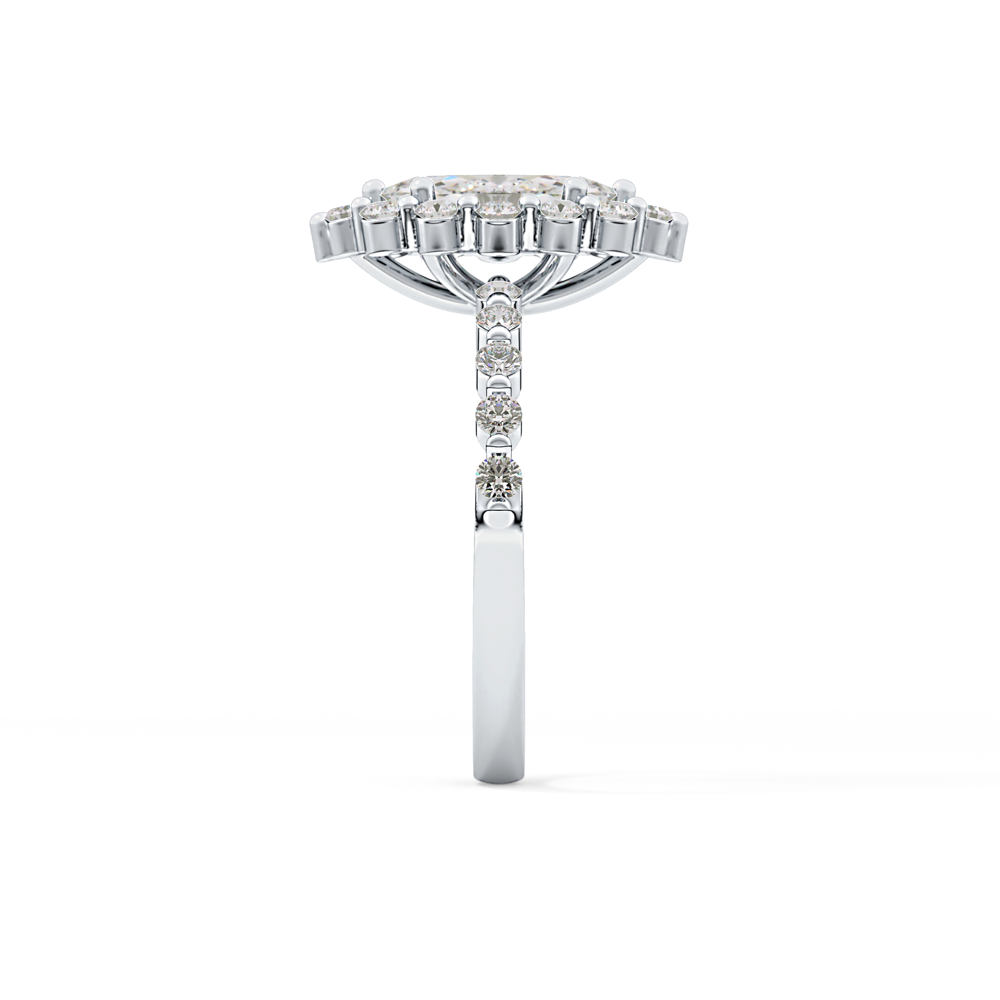 Marquise Halo & Pave Lab Grown Diamond Engagement Ring