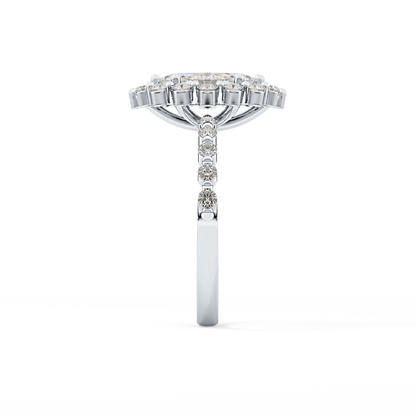 Marquise Halo & Pave Lab Grown Diamond Engagement Ring