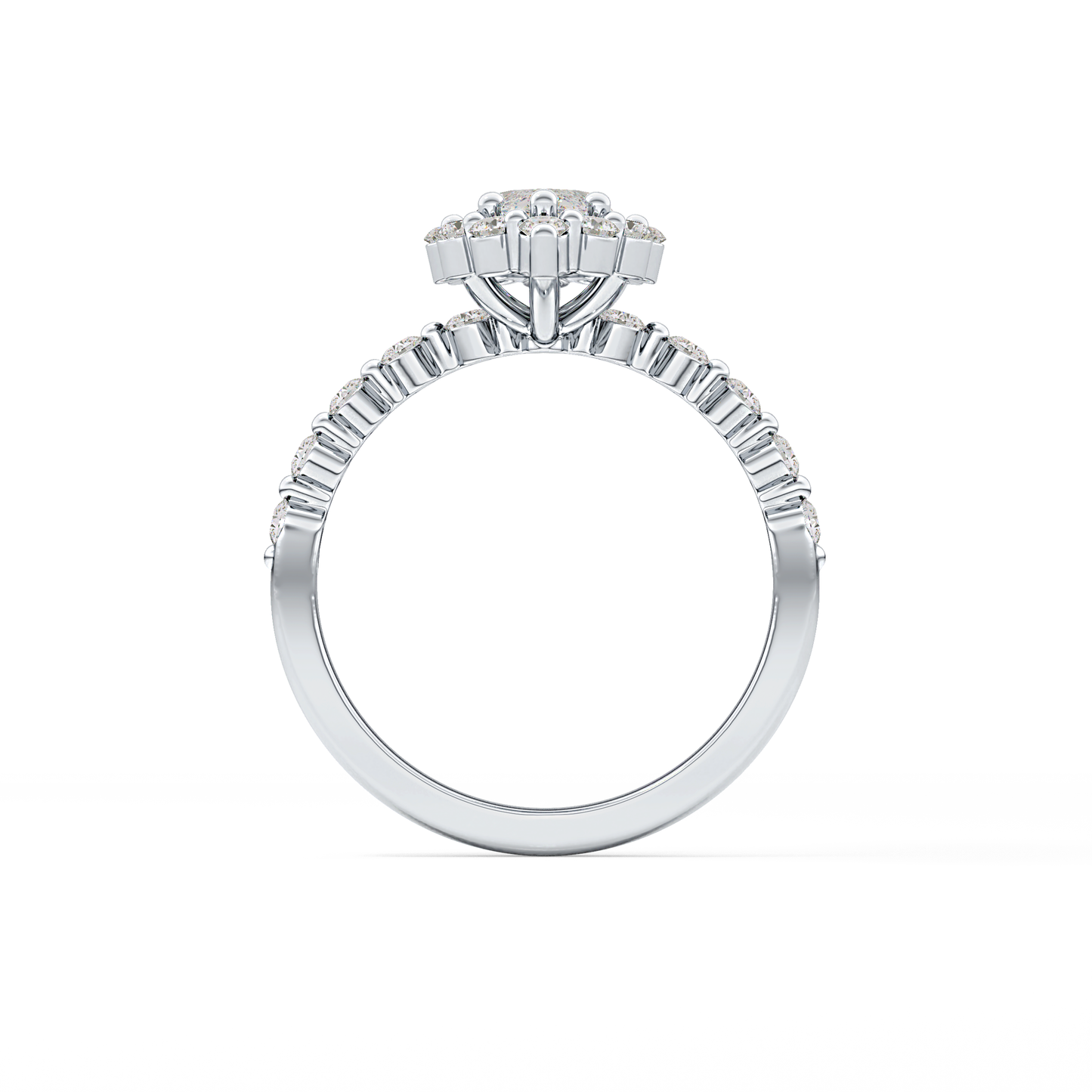 Marquise Halo & Pave Lab Grown Diamond Engagement Ring