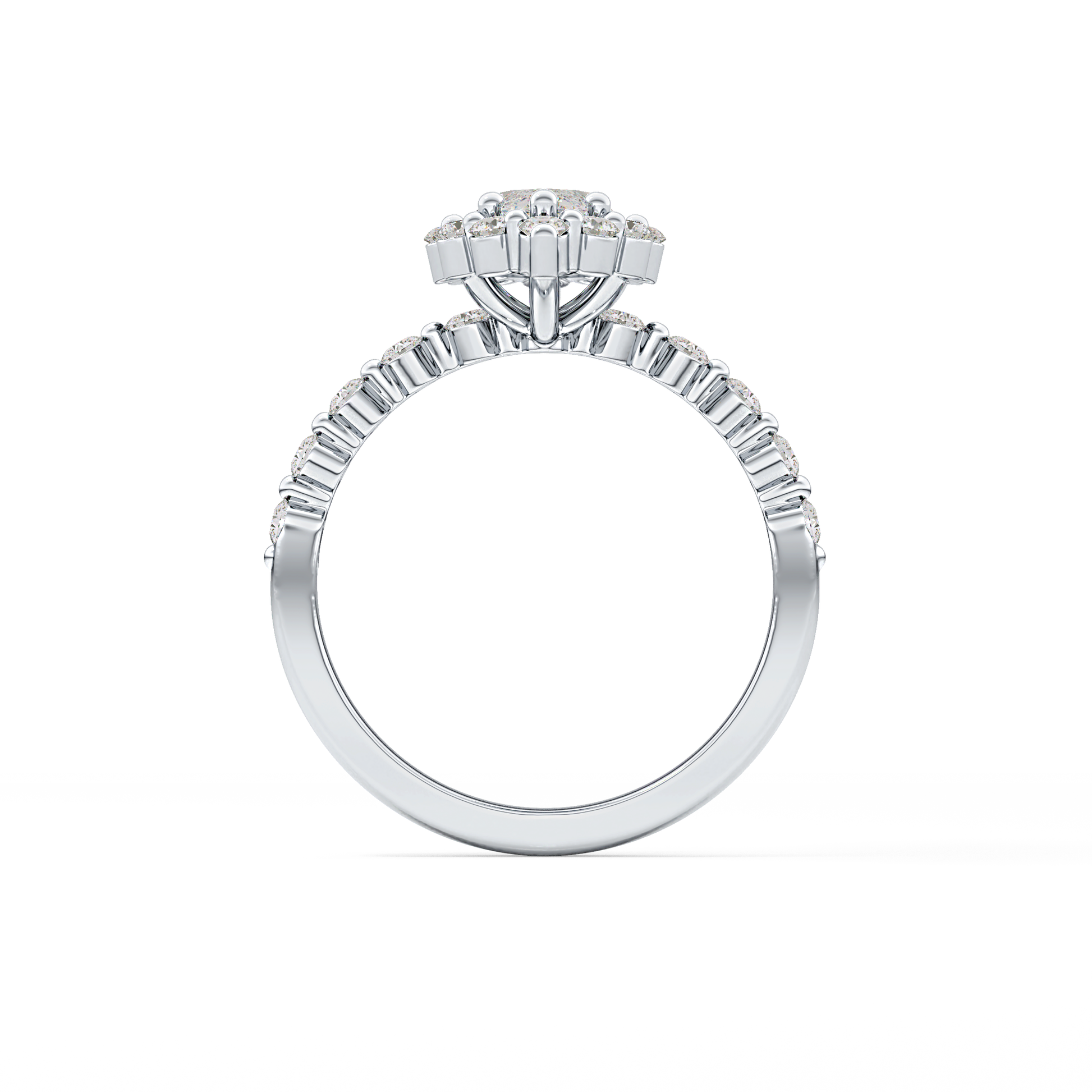 Marquise Halo & Pave Lab Grown Diamond Engagement Ring