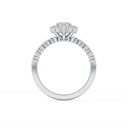 Marquise Halo & Pave Lab Grown Diamond Engagement Ring