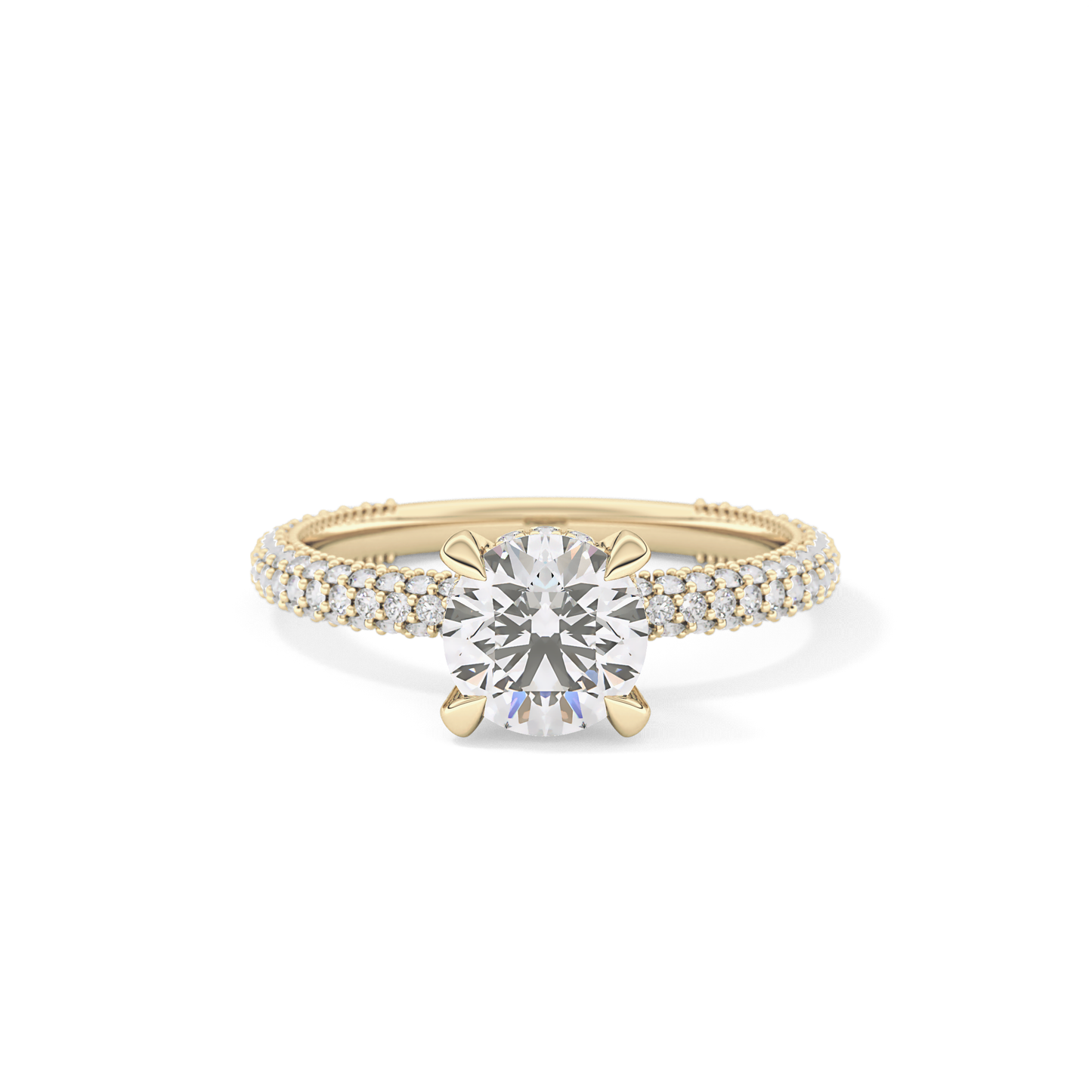 Round Halo & Pave Lab Grown Diamond Engagement Ring
