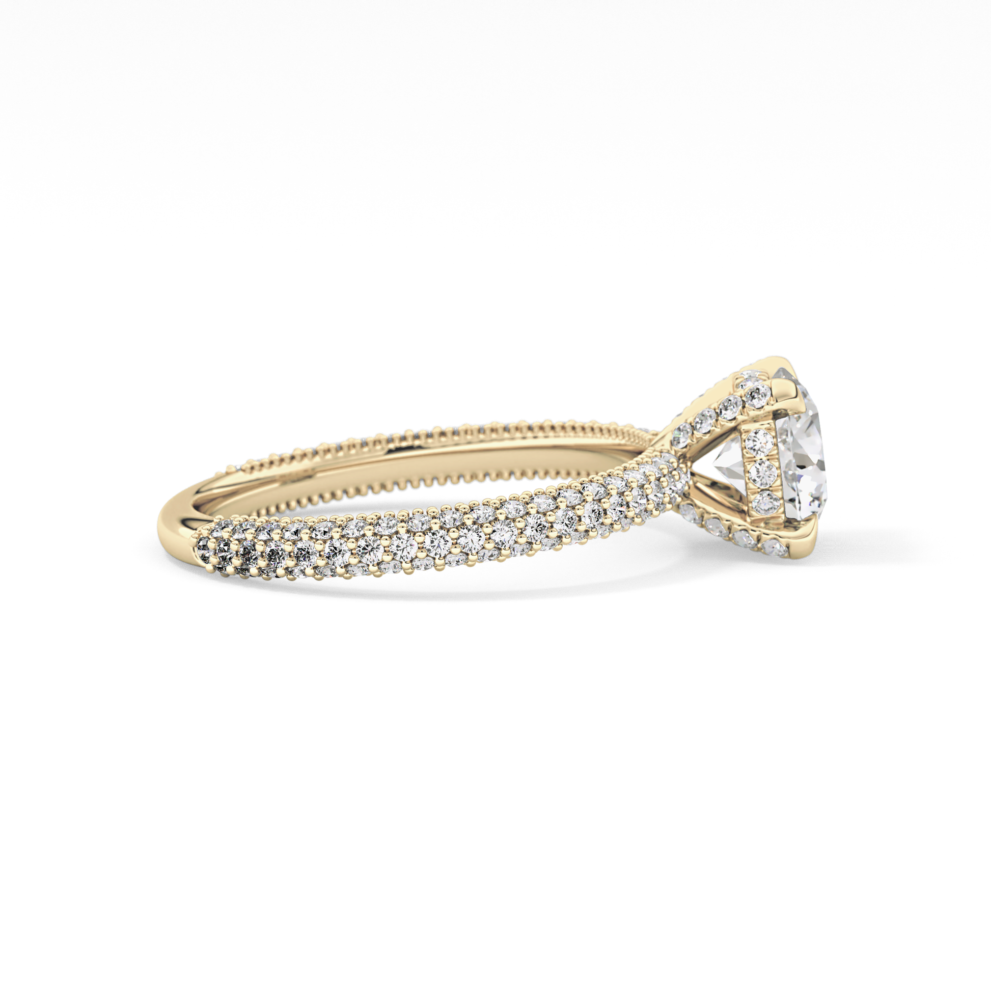 Round Halo & Pave Lab Grown Diamond Engagement Ring