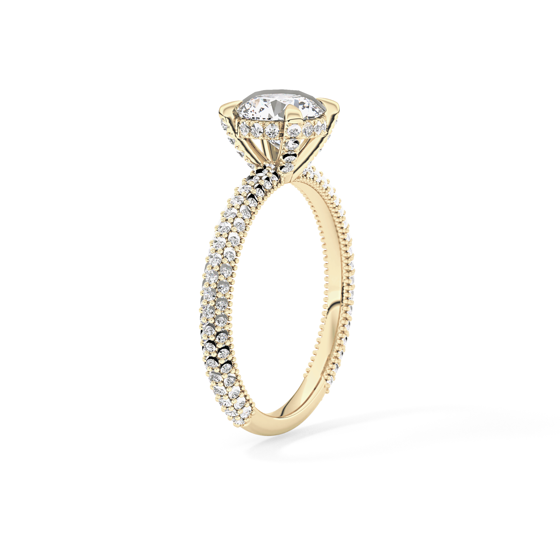 Round Halo & Pave Lab Grown Diamond Engagement Ring