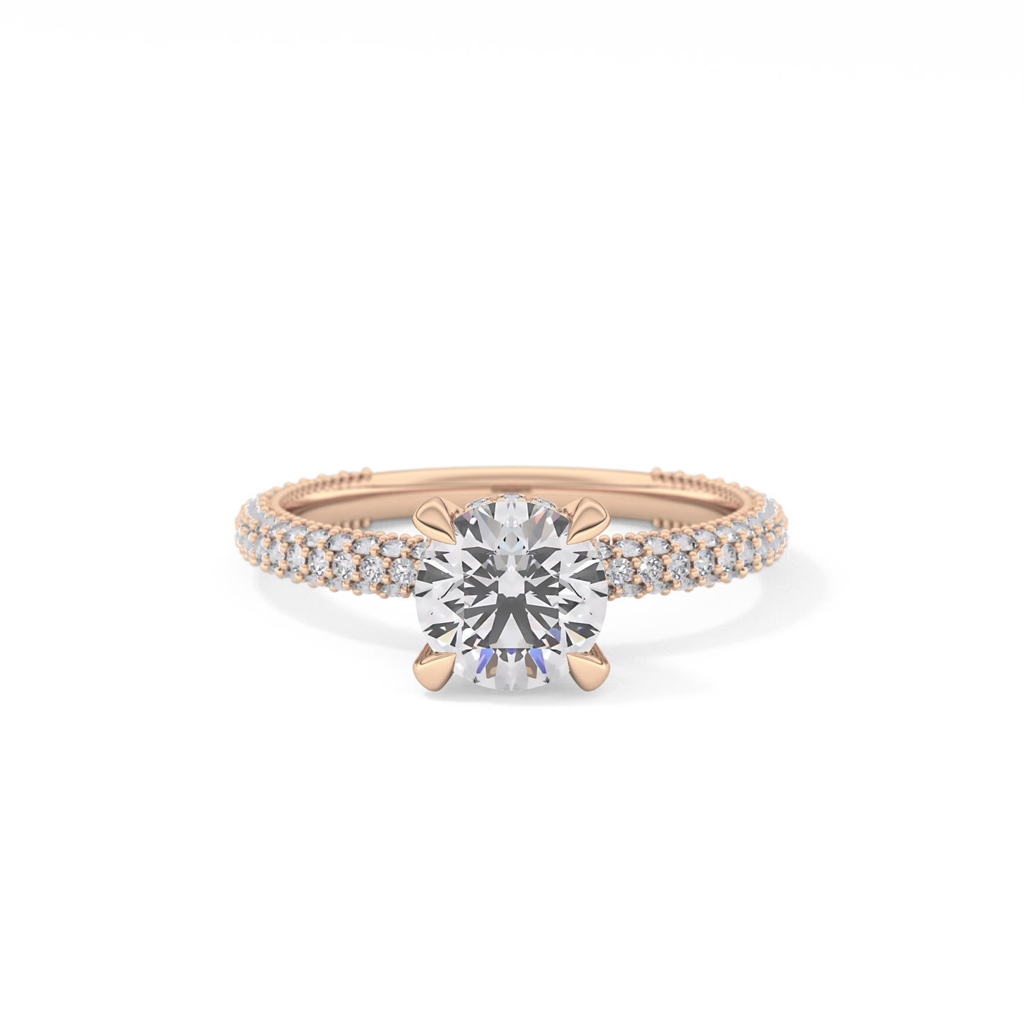 Round Halo & Pave Lab Grown Diamond Engagement Ring