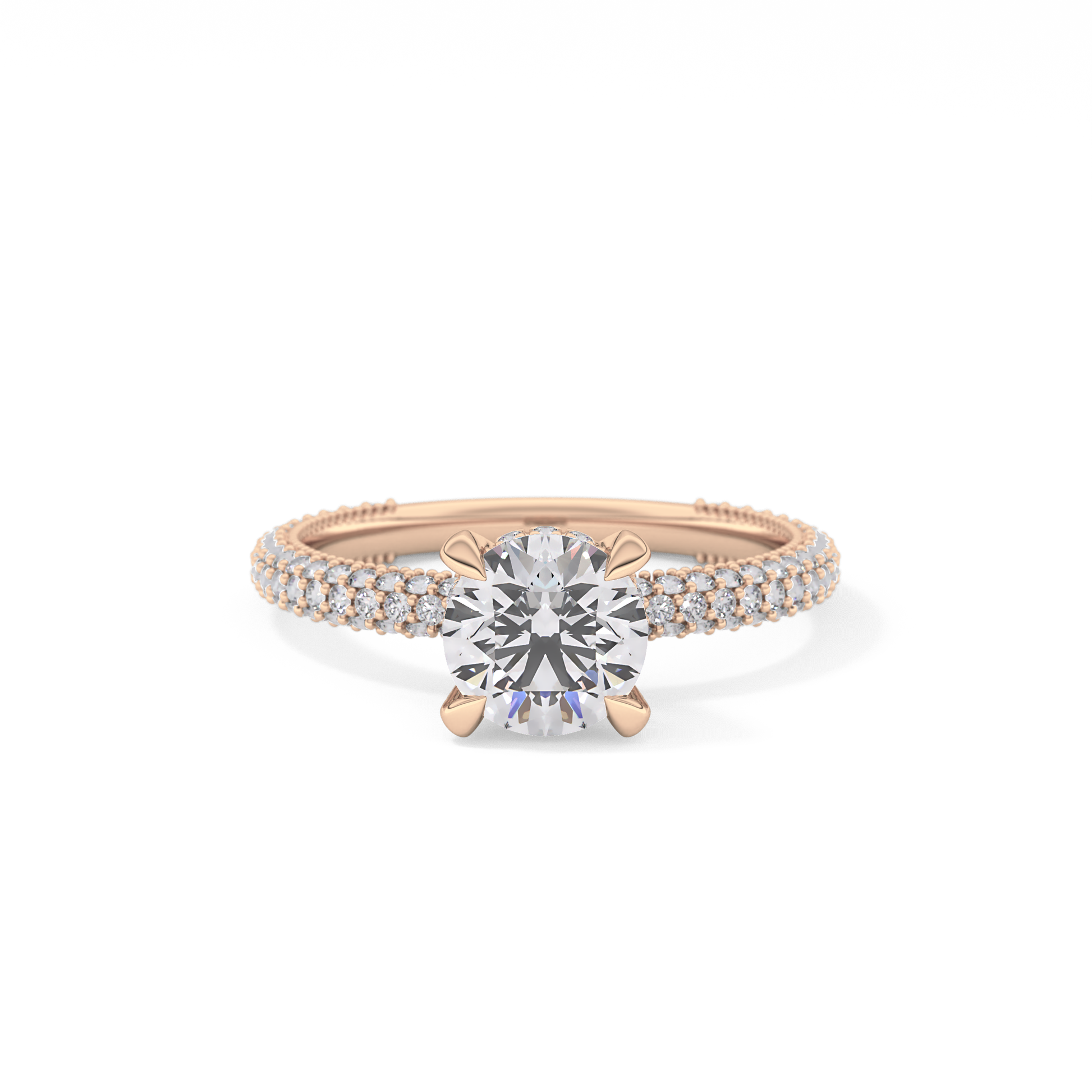 Round Halo & Pave Lab Grown Diamond Engagement Ring