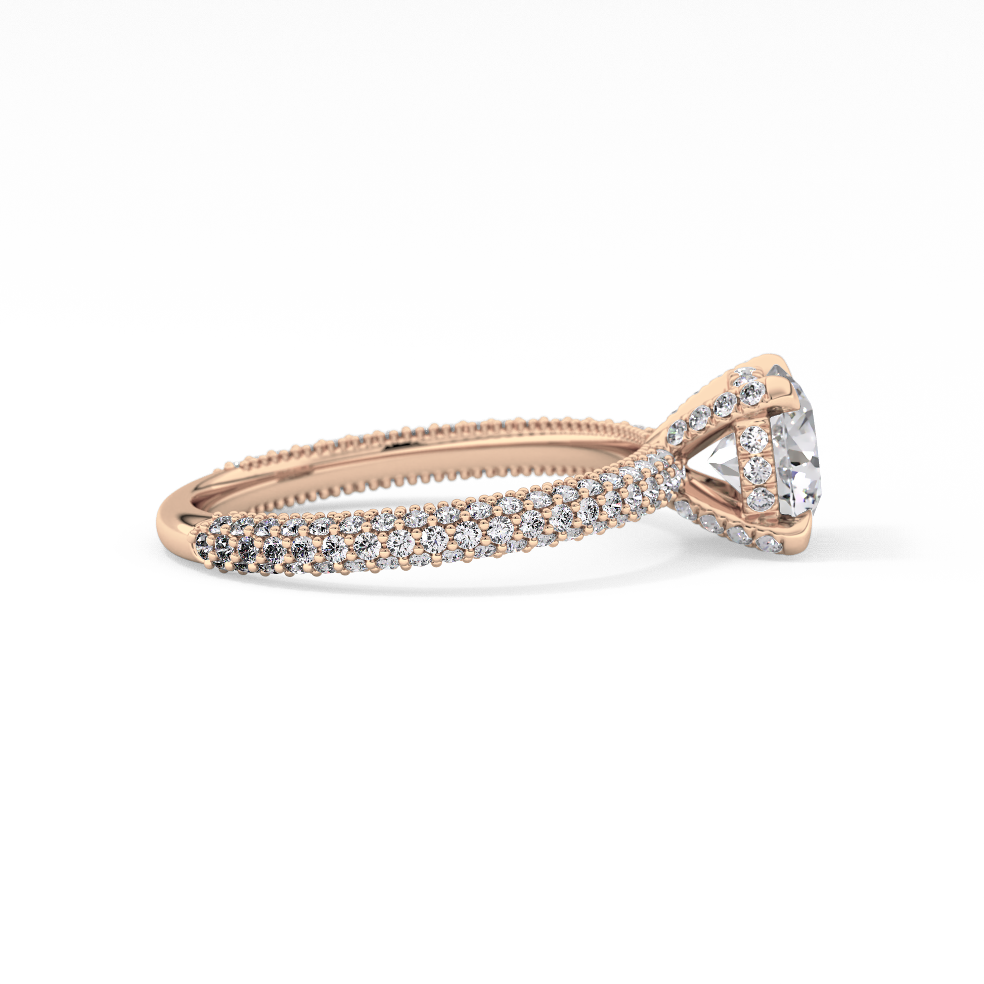 Round Halo & Pave Lab Grown Diamond Engagement Ring
