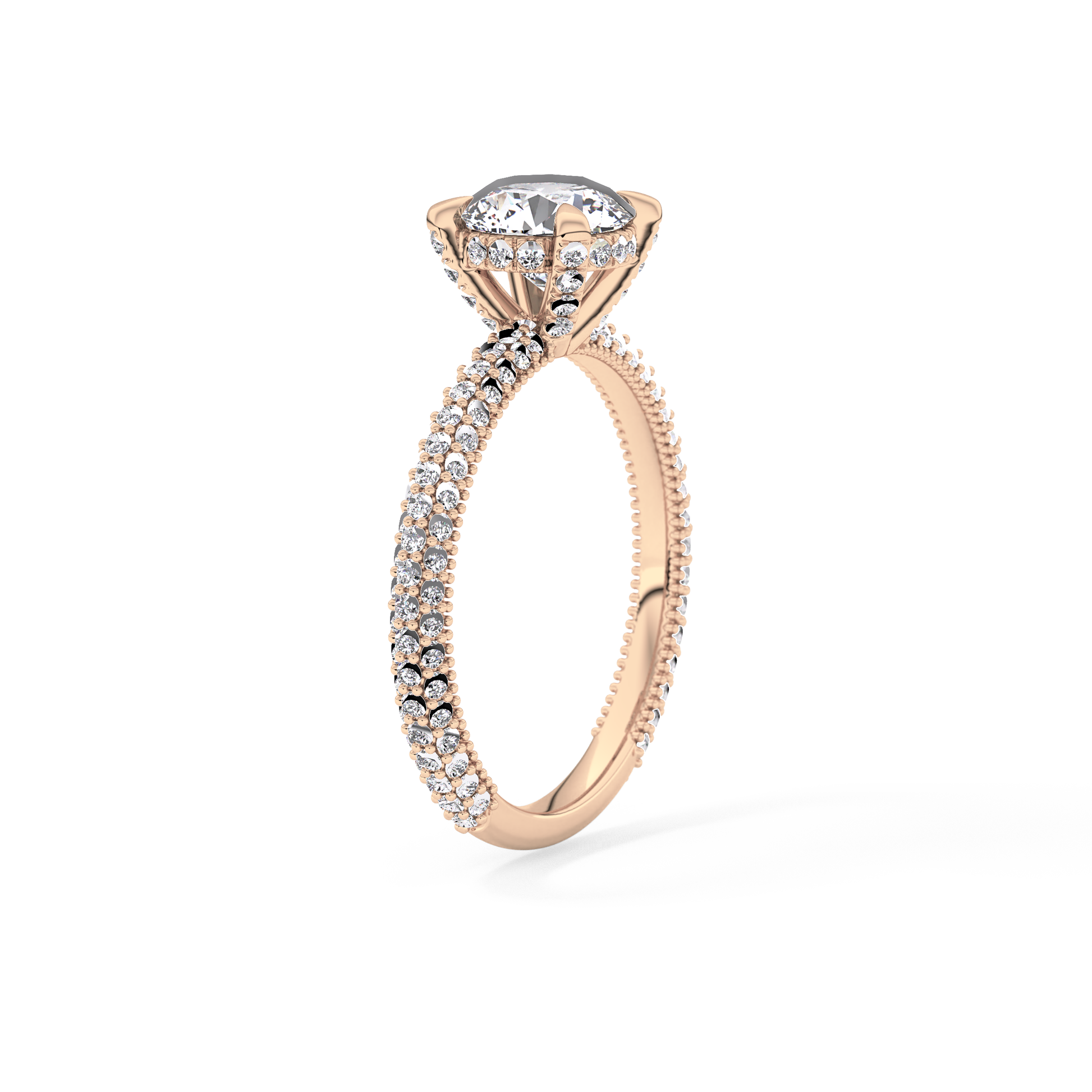 Round Halo & Pave Lab Grown Diamond Engagement Ring