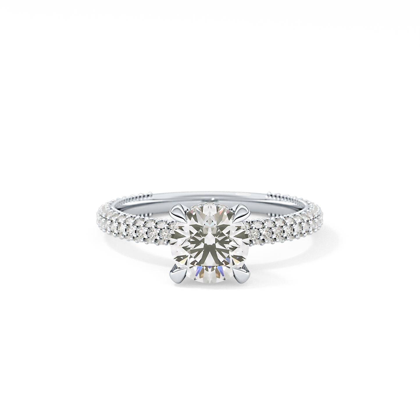 Round Halo & Pave Lab Grown Diamond Engagement Ring