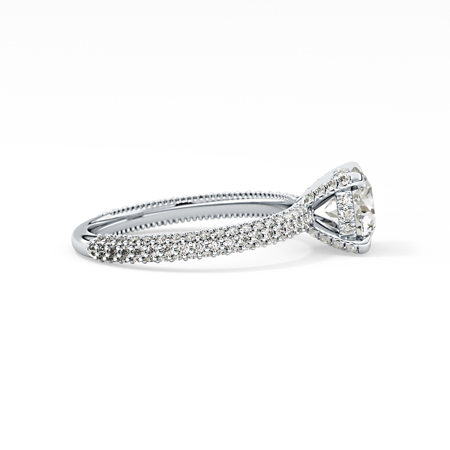 Round Halo & Pave Lab Grown Diamond Engagement Ring
