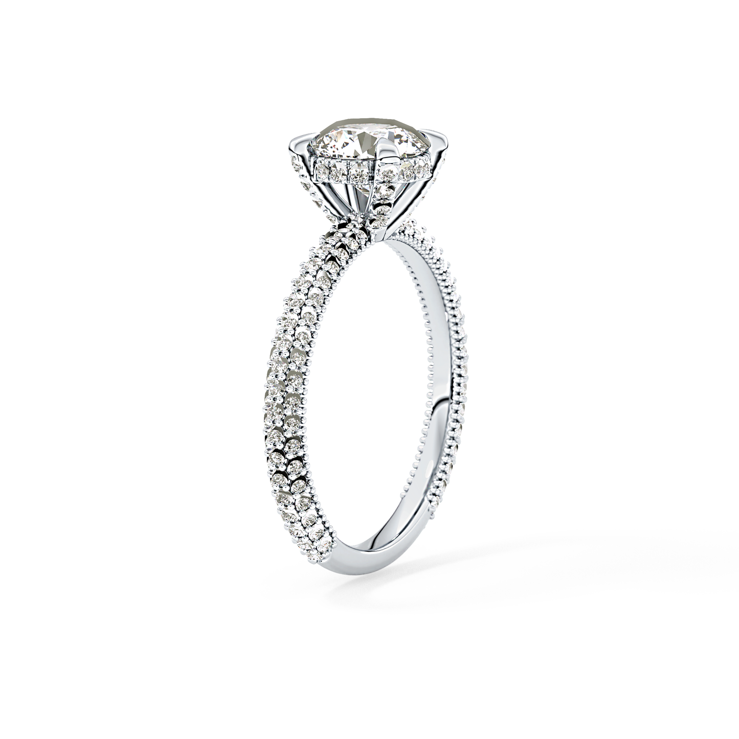 Round Halo & Pave Lab Grown Diamond Engagement Ring