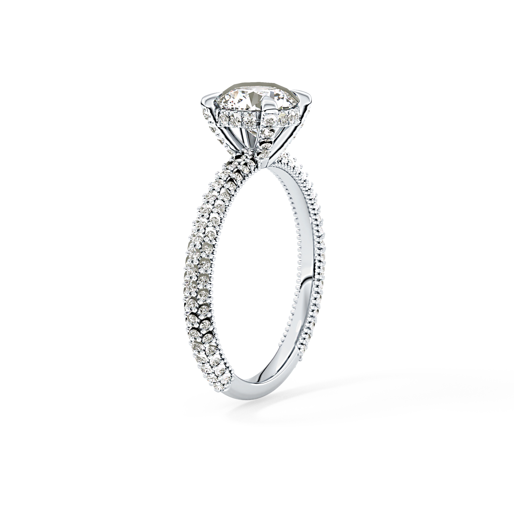 Round Halo & Pave Lab Grown Diamond Engagement Ring