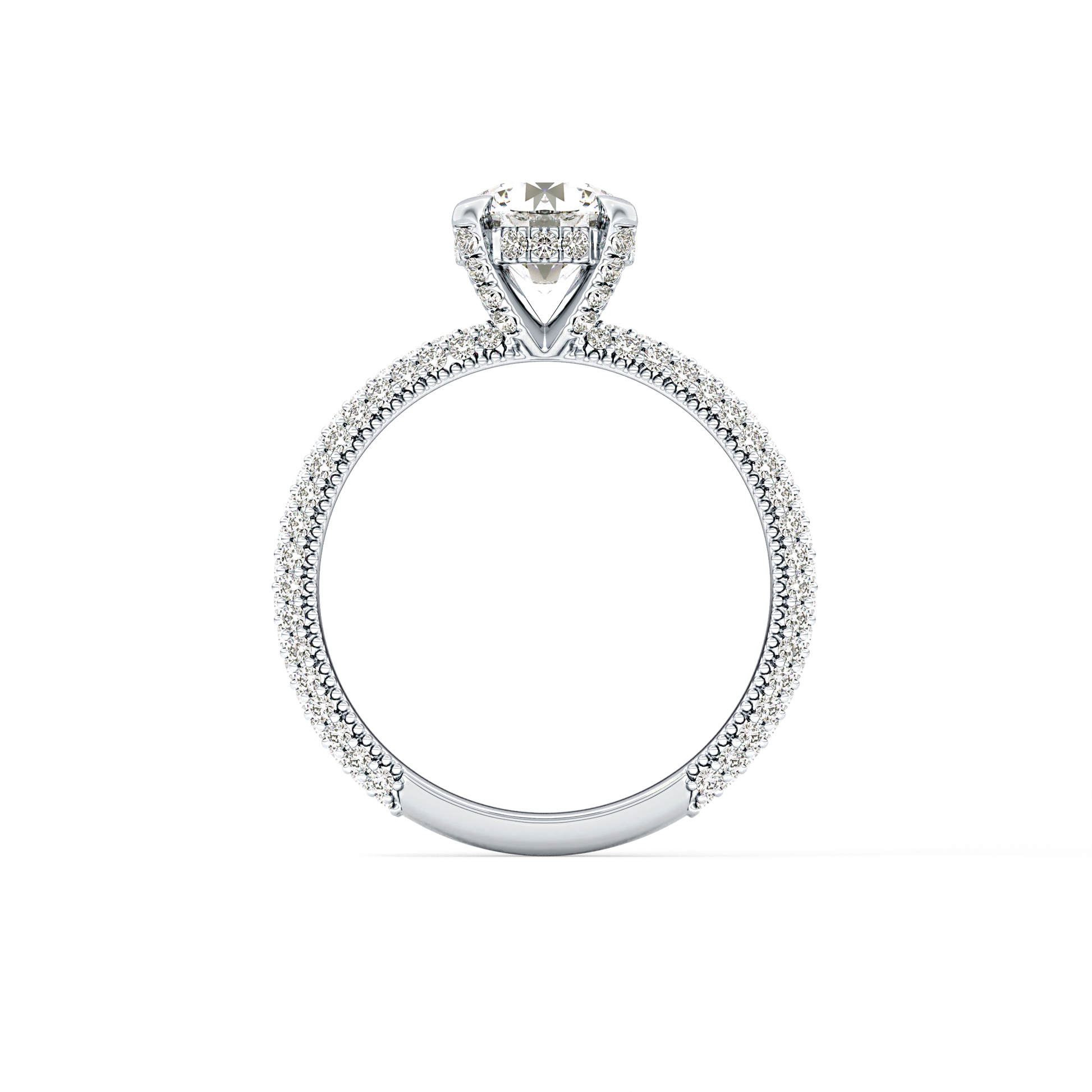 Round Halo & Pave Lab Grown Diamond Engagement Ring