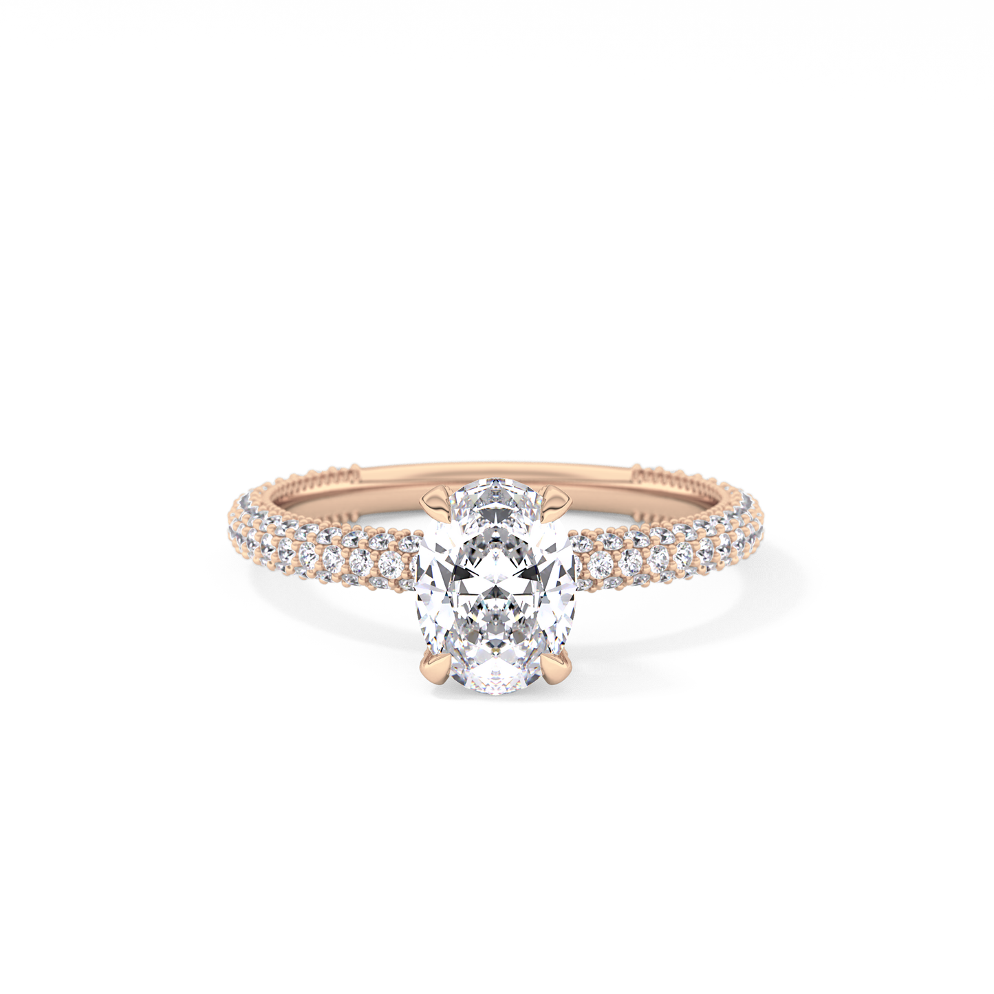 Oval Carat Hidden Halo & Pave Lab Grown Diamond Engagement Ring