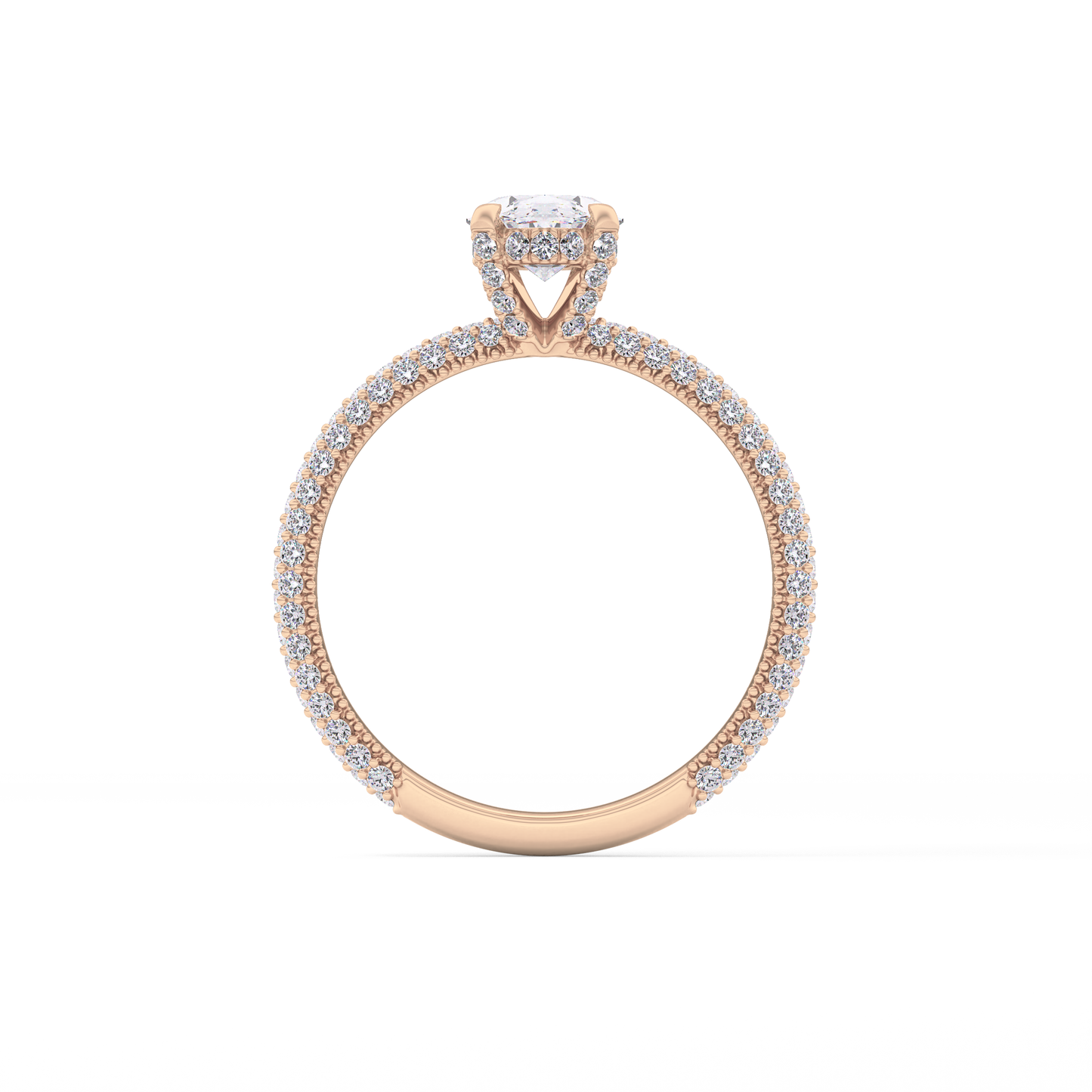 Oval Carat Hidden Halo & Pave Lab Grown Diamond Engagement Ring
