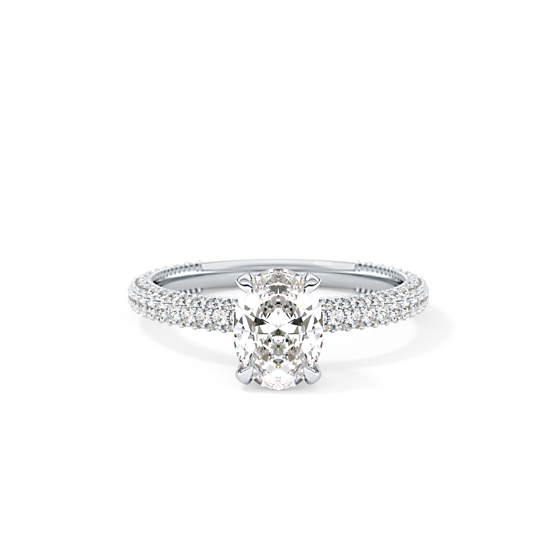 Oval Carat Hidden Halo & Pave Lab Grown Diamond Engagement Ring