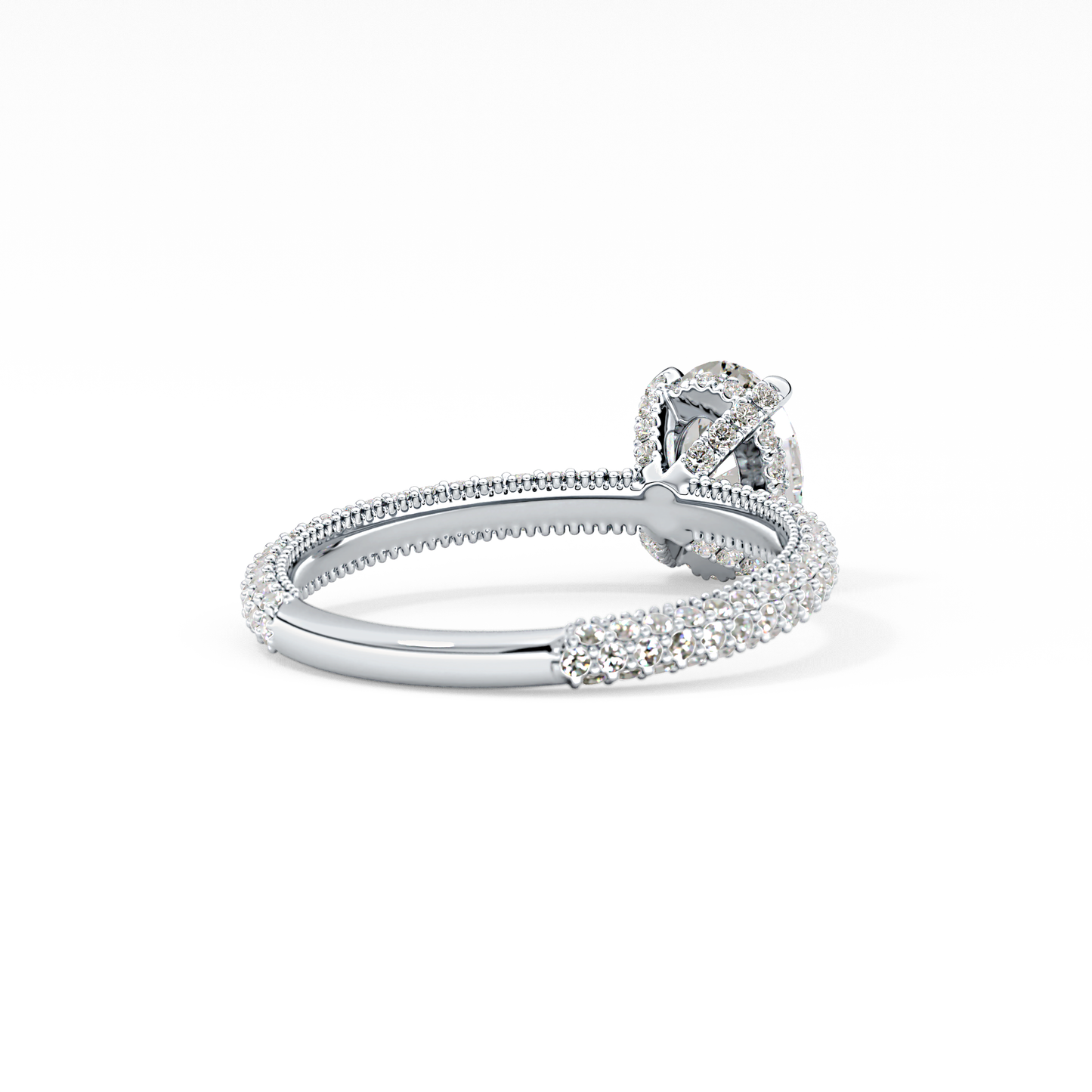 Oval Carat Hidden Halo & Pave Lab Grown Diamond Engagement Ring