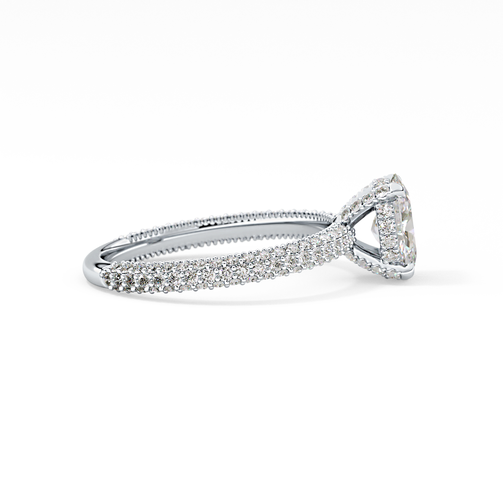 Oval Carat Hidden Halo & Pave Lab Grown Diamond Engagement Ring