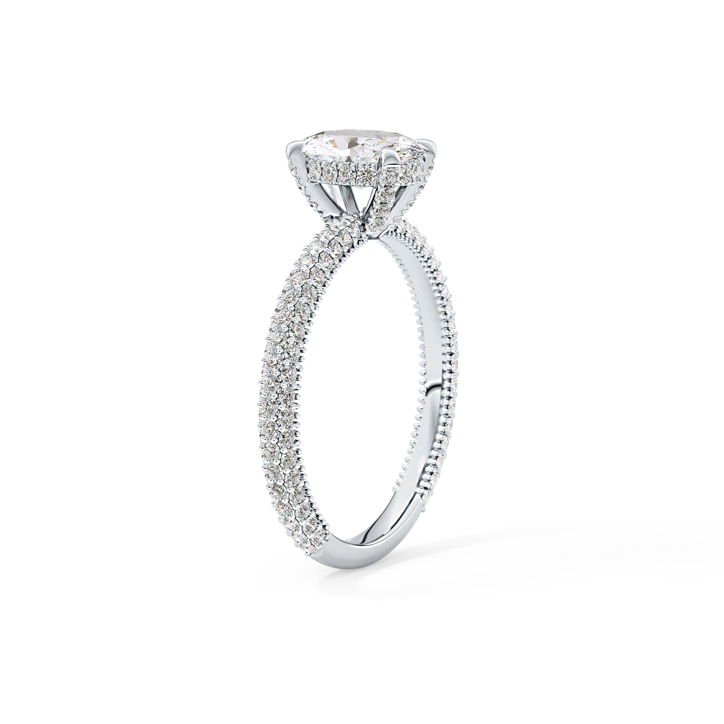 Oval Carat Hidden Halo & Pave Lab Grown Diamond Engagement Ring