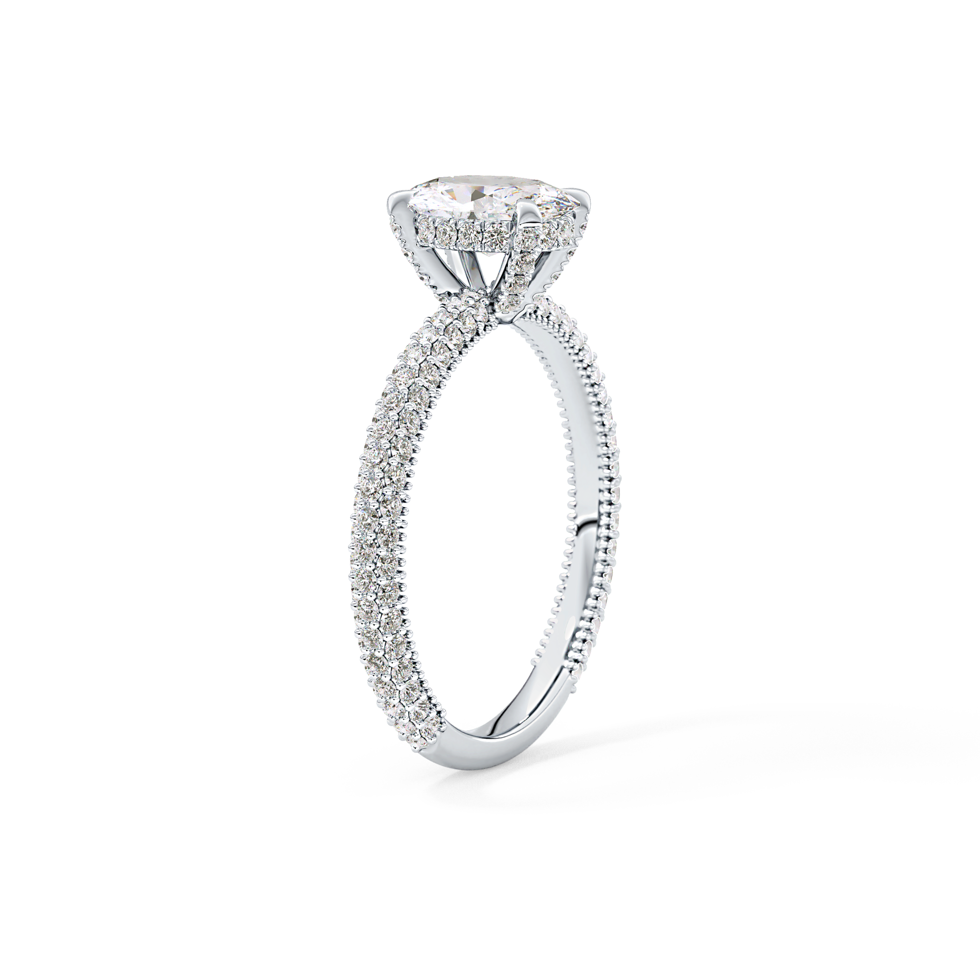 Oval Carat Hidden Halo & Pave Lab Grown Diamond Engagement Ring